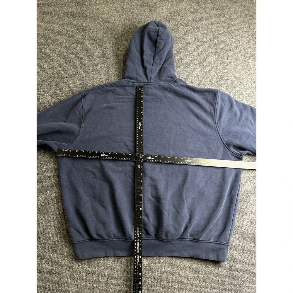 Mens 90s Nike Mini Swoosh Pullover Hoodie Navy, Size L - Picture 4 of 5